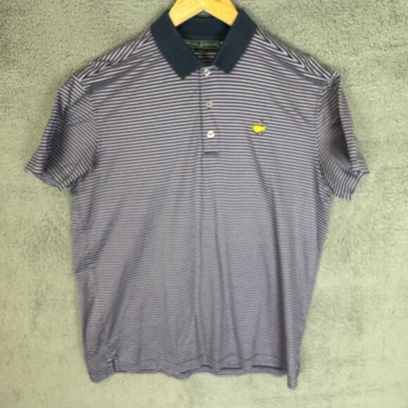 S Masters Collection Shirt Mens M Purple Striped Golf Polo Cotton‎ Short Sleeve - Picture 1 of 8